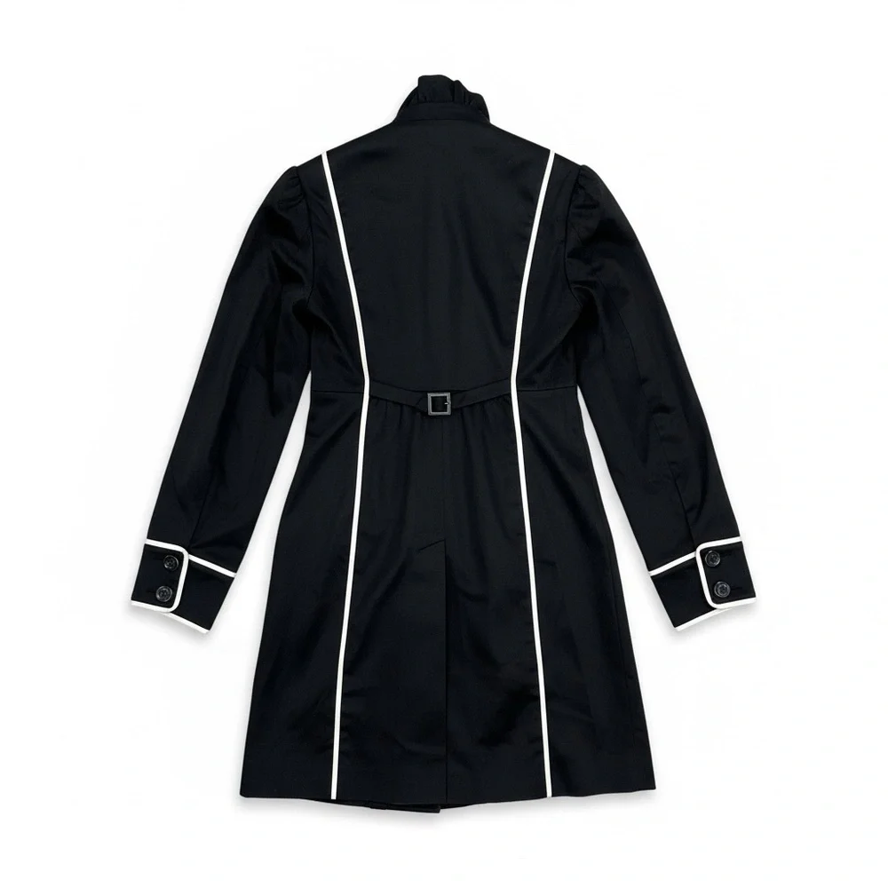 Betsey Johnson Black Dress Coat White Piping Princess Structured Size 10 - Picture 6 of 13